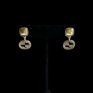 Gucci Gold Drop Square GG Earrings
